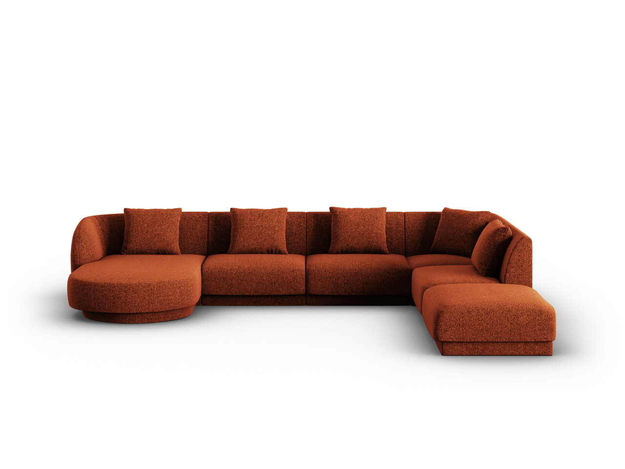 Coltar panoramic dreapta 6 locuri, Tulum, Cosmopolitan Design, 330x255x70 cm, tesatura chenille, teracota - imagine 6